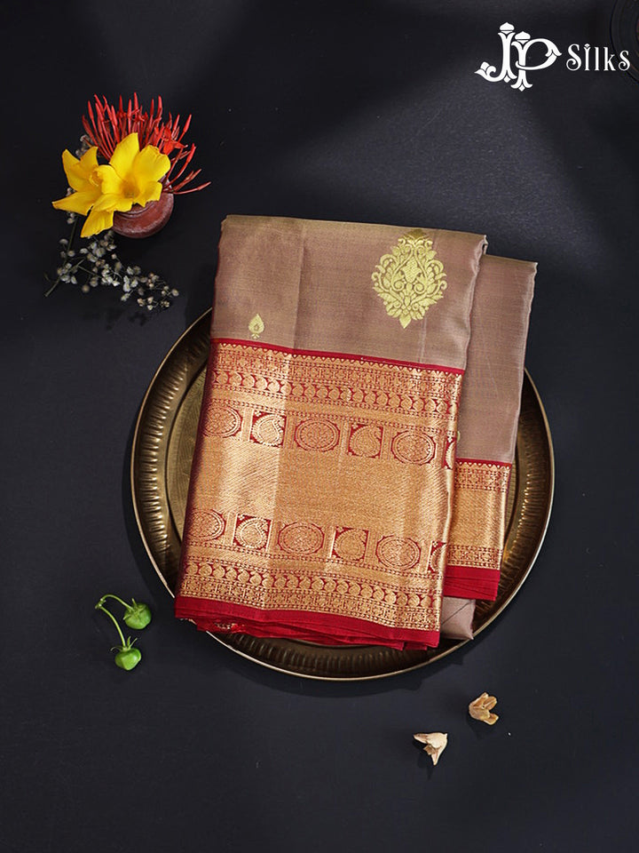 Pastel Brown & Maroon Pure Silk Mix Saree - G932