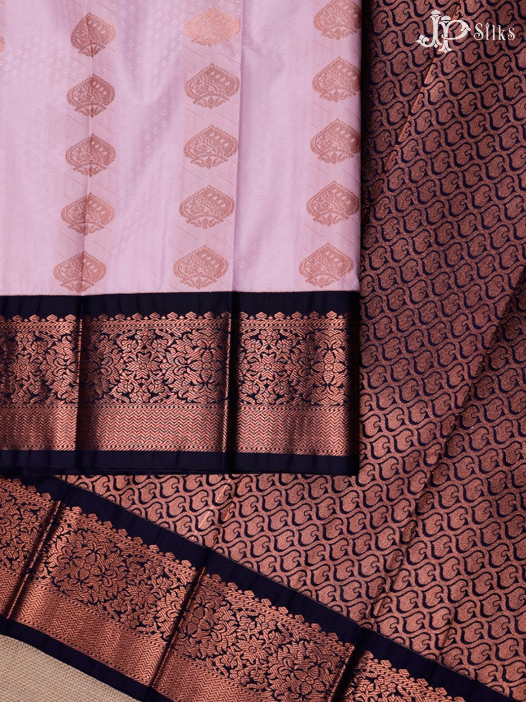 Baby Pink And Navy Blue Art Silk Saree - F3603