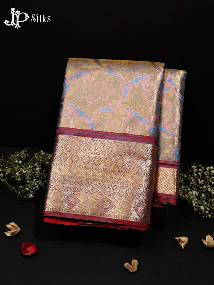 Blue, Red and Maroon Art Silk Saree - G305