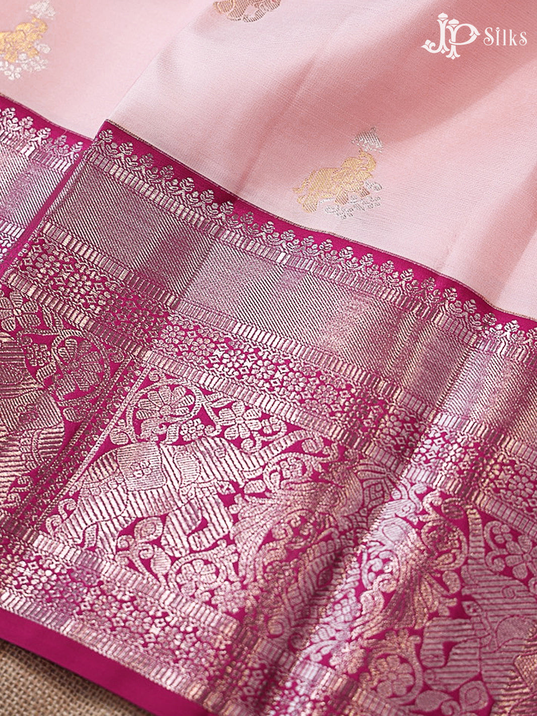 Baby Pink & Dark Hot Pink Kanchipuram Silk Saree - G851