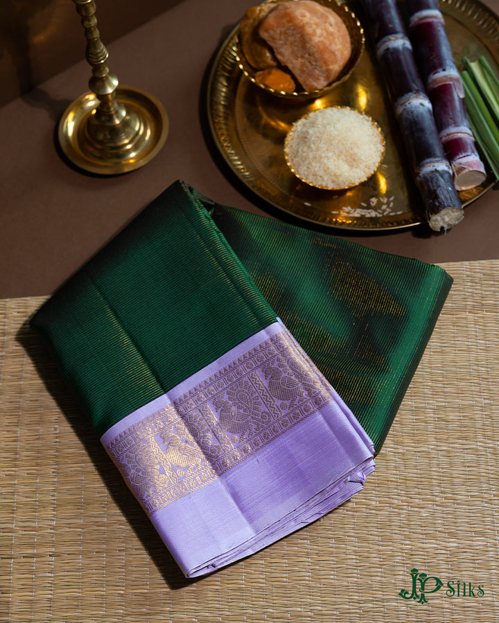 Bottle Green And Lavender Kanchipuram Silk Saree - F3486