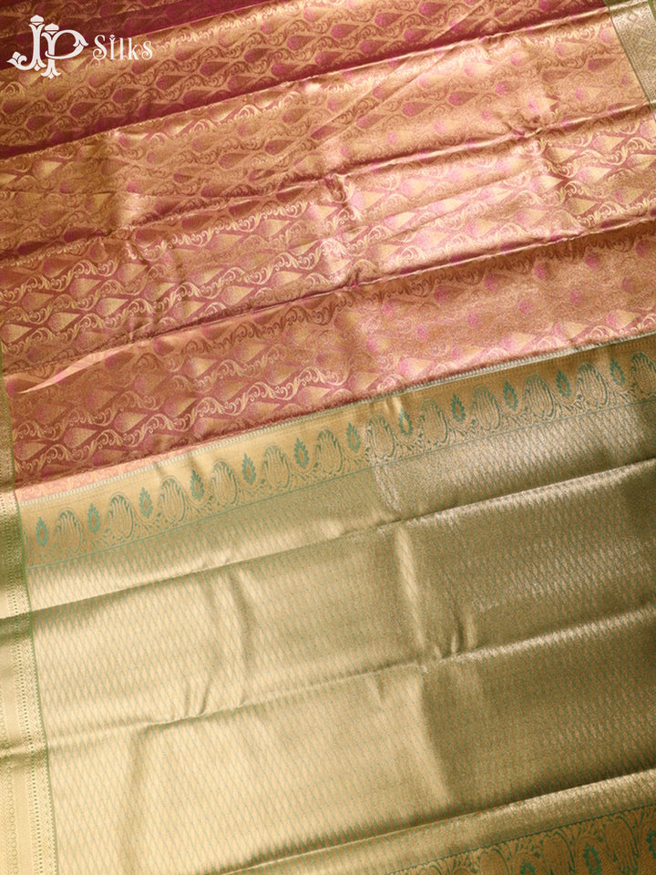 Pink and Light Green Art Silk Saree - G296