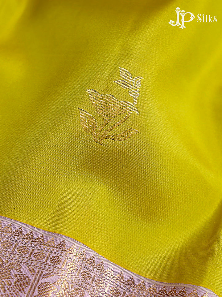 Lemon Yellow and Baby Pink Silk Mix Saree - H22