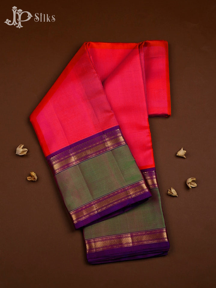 Reddish Pink And Purple Kanchipuram Silk Saree - F3467