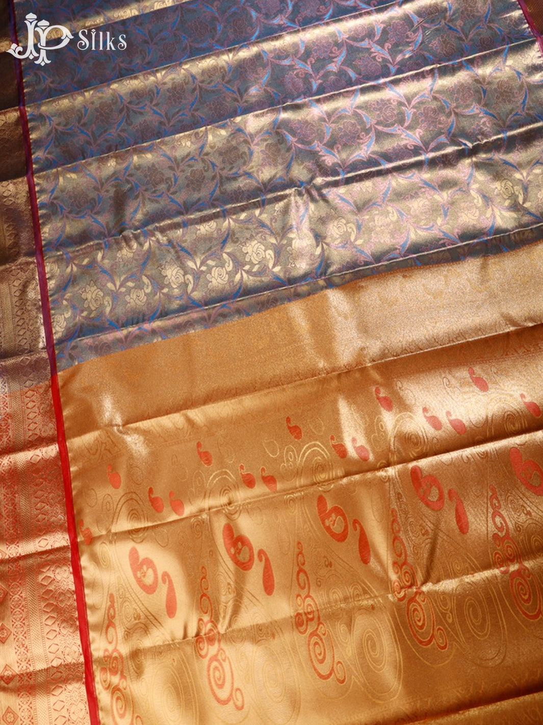 Blue, Red and Maroon Art Silk Saree - G305