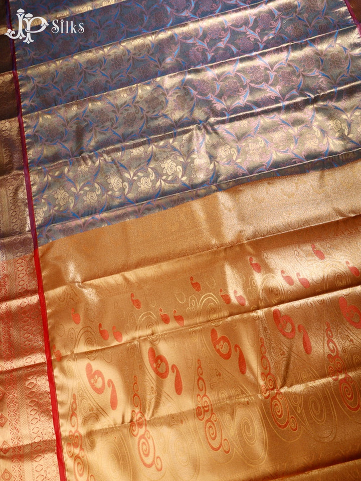 Blue, Red and Maroon Art Silk Saree - G305