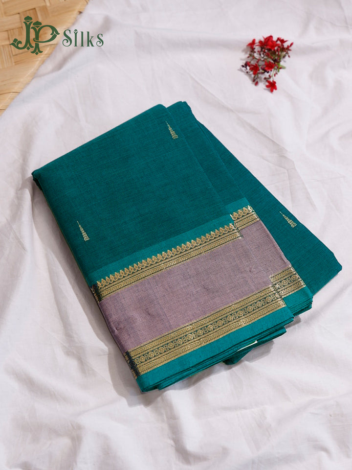 dark teal blue Kanchi Cotton Saree H28