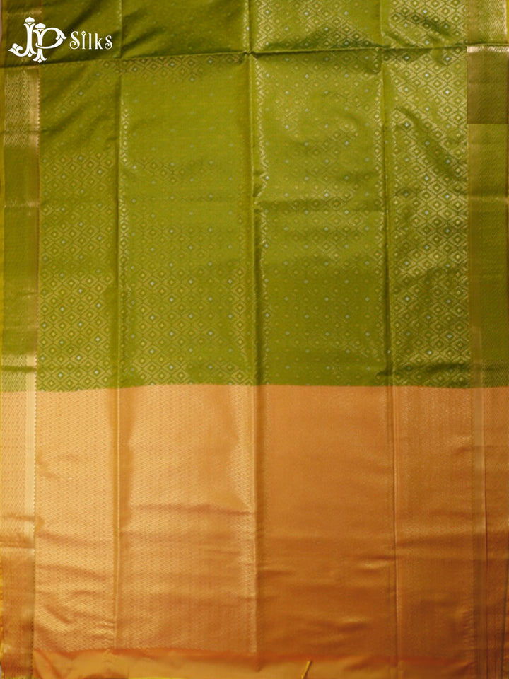 Green & Light Orange Semi Soft Silk Saree - F3585- view5