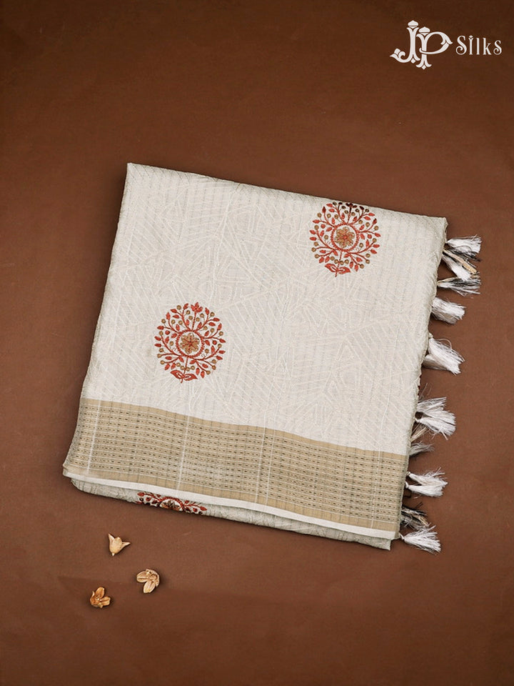 Off-White Semi Tussar Saree - G119