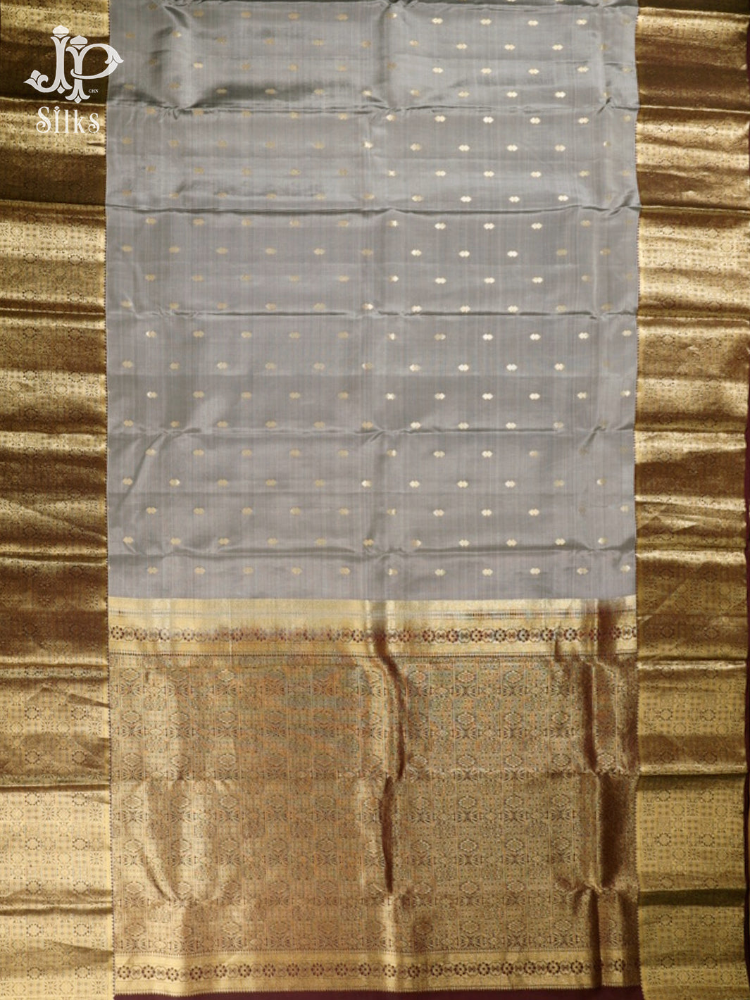 Grey & Maroon Pure Silk Mixed Saree - G328 - view4