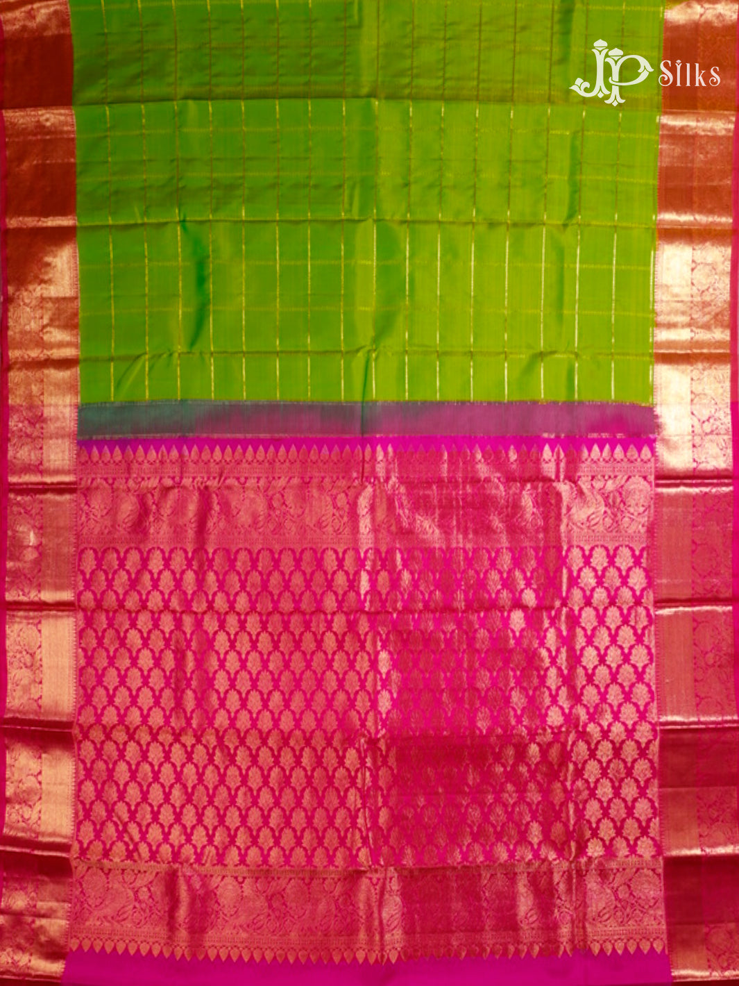 Parrot Green & Rani Pink Kanchipuram Silk Saree - A3287-view5