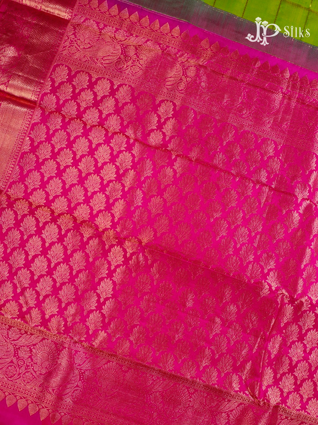 Parrot Green & Rani Pink Kanchipuram Silk Saree - A3287-view6