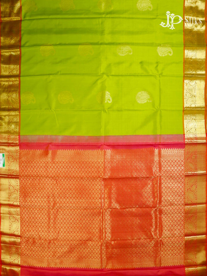 Light Green & Reddish Pink Kanchipuram Silk Saree - A1119-view5