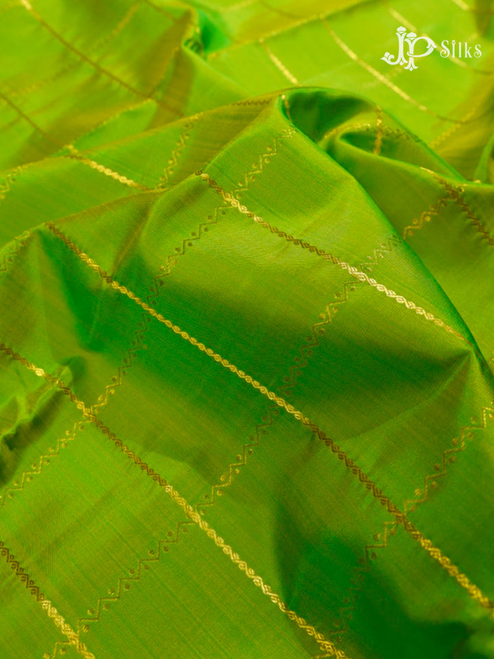 Parrot Green & Rani Pink Kanchipuram Silk Saree - A3287-view3