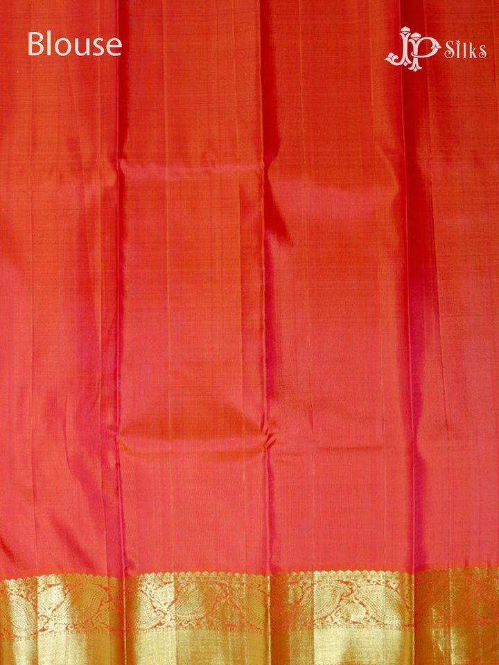 Light Green & Reddish Pink Kanchipuram Silk Saree - A1119-view7