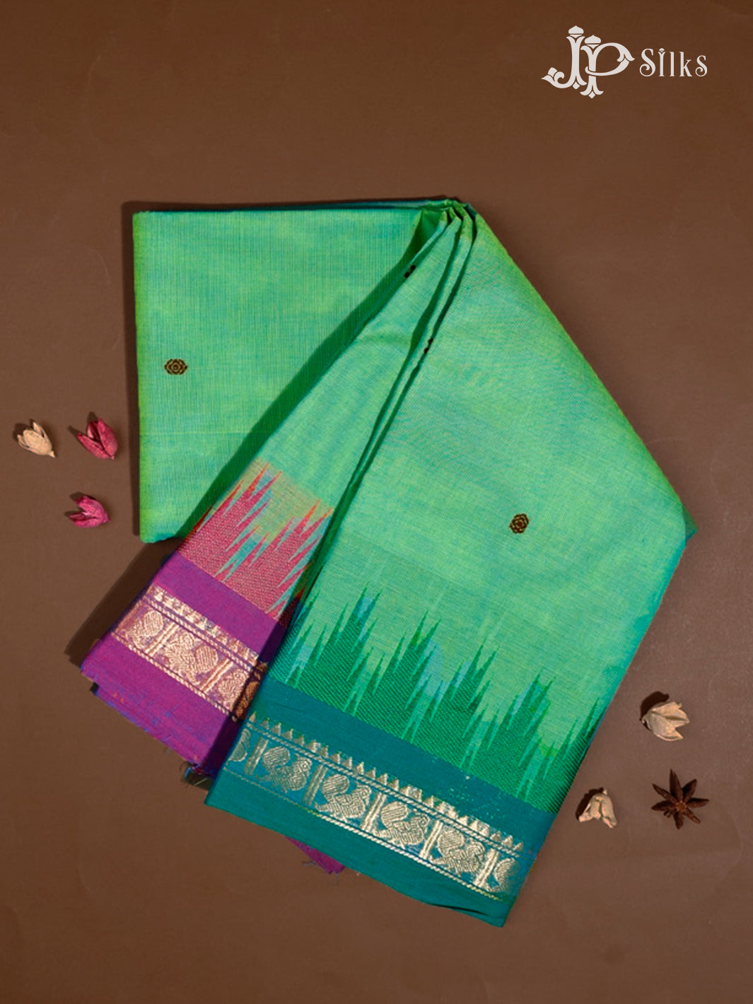 Light Green Theni Cotton Saree - G749-view1