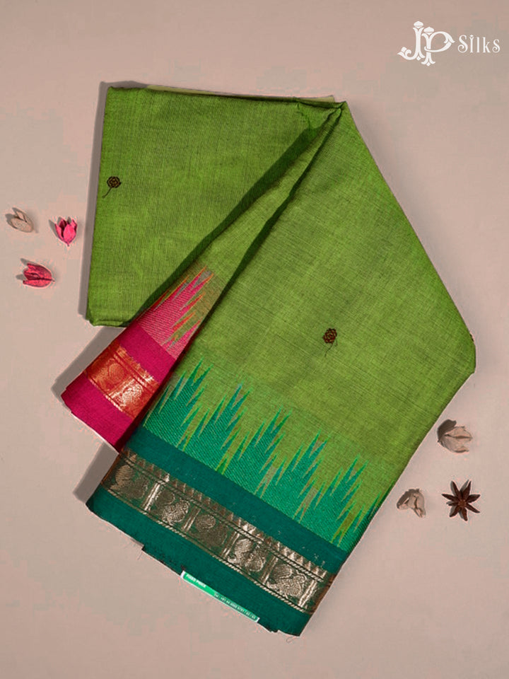 Leaf Green Theni Cotton Saree - G753-view1