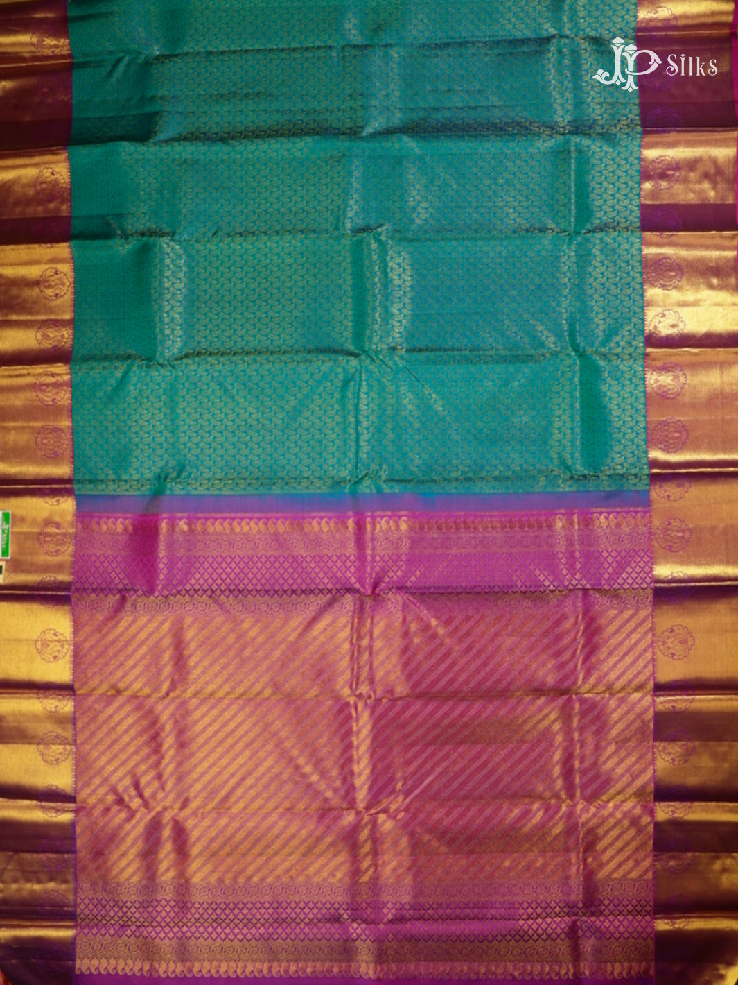 Peacock Green & Purple Kanchipuram Silk Saree - D7925-view6
