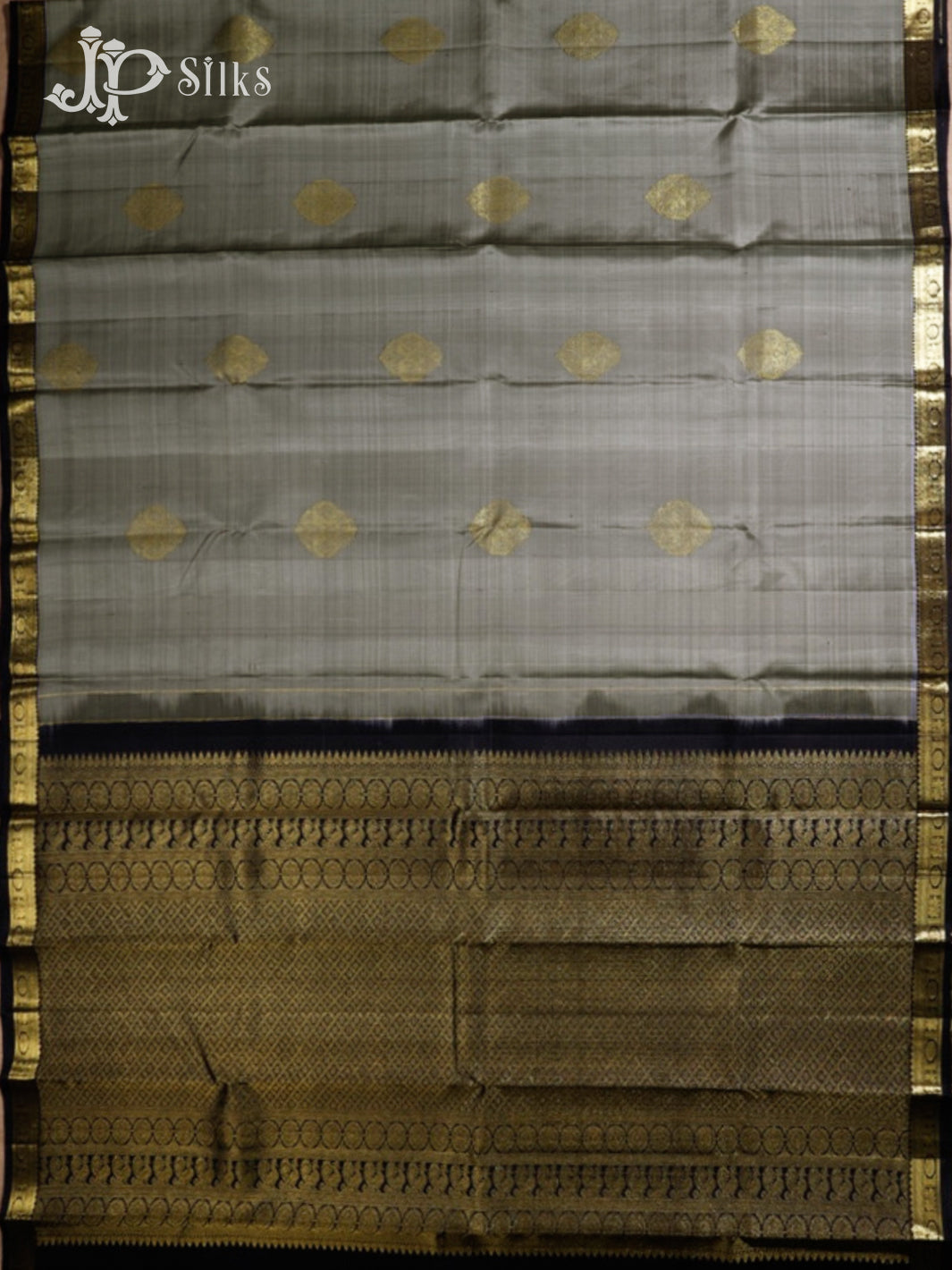 Grey & Black Kanchipuram Silk Saree - F3628-view5