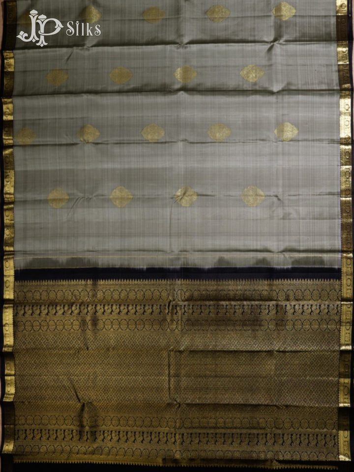 Grey & Black Kanchipuram Silk Saree - F3628-view5