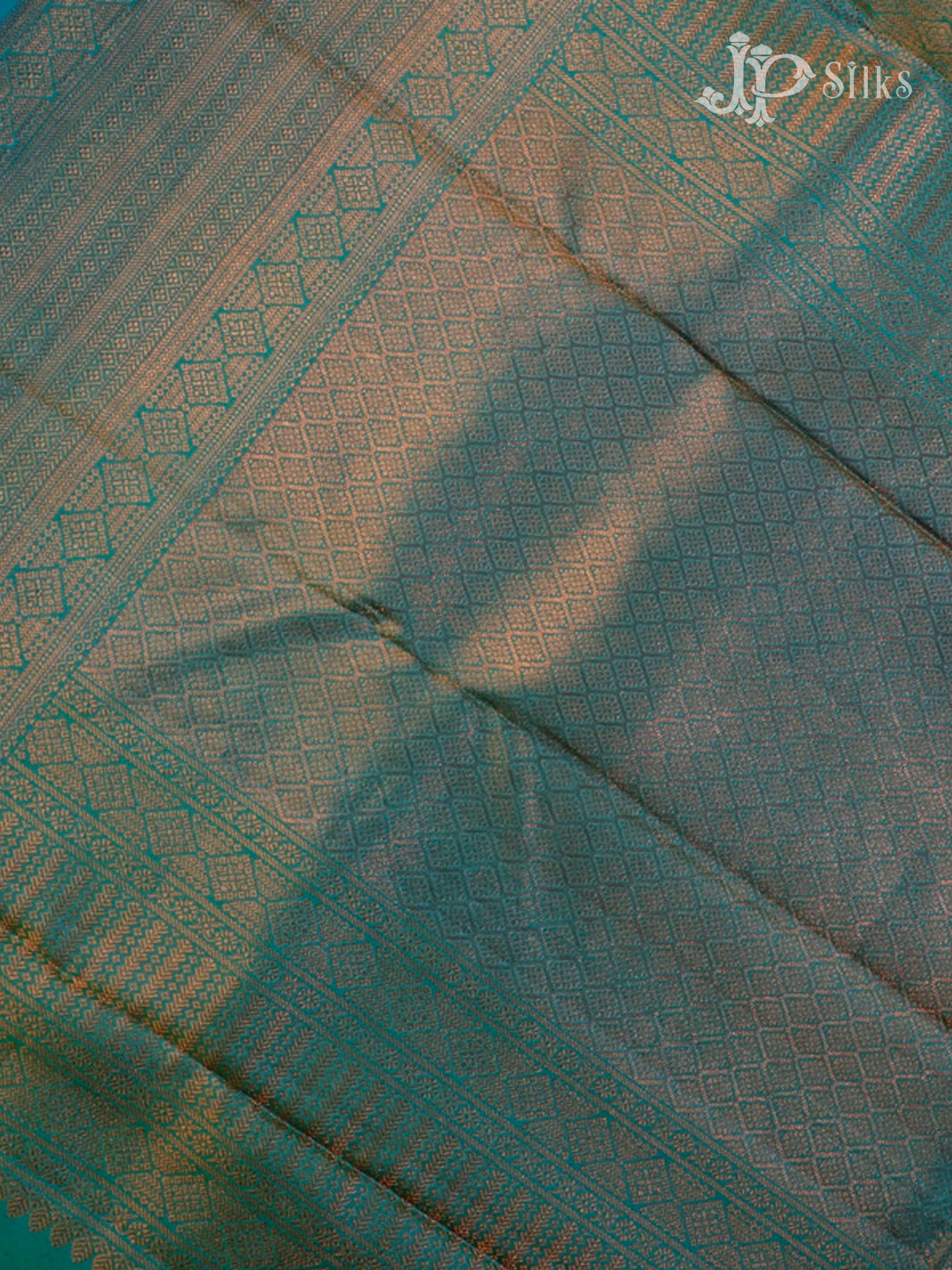 Leaf Green & Turquoise Blue Kanchipuram Silk Saree - E2482-view5