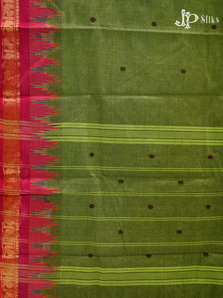 Leaf Green Theni Cotton Saree - G753-view3