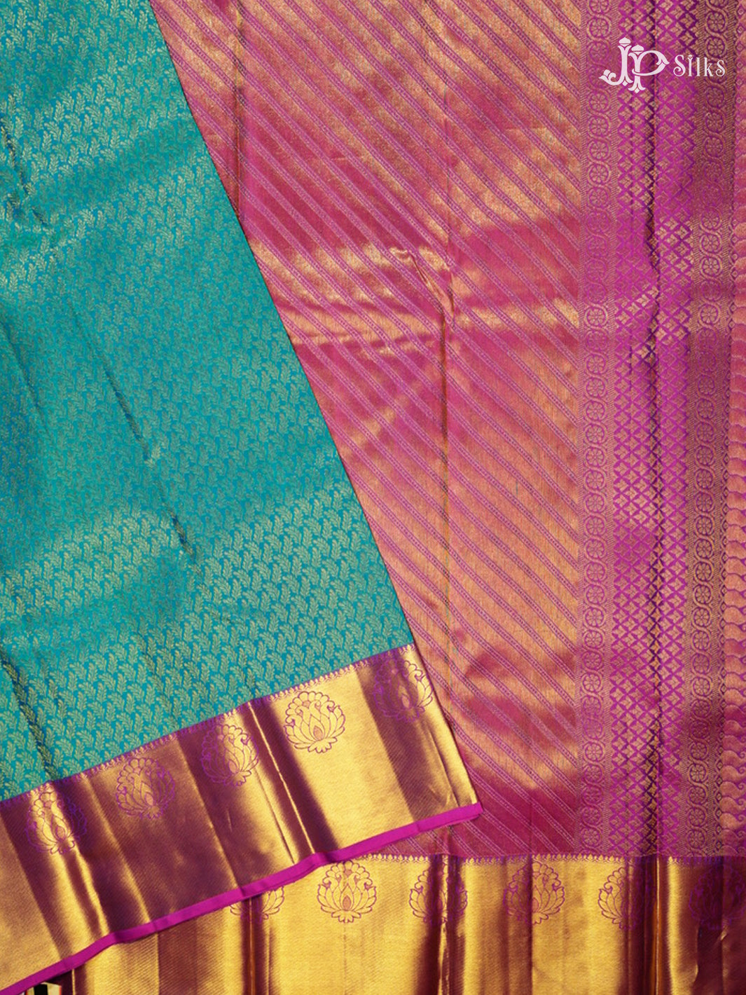 Peacock Green & Purple Kanchipuram Silk Saree - D7925-view4