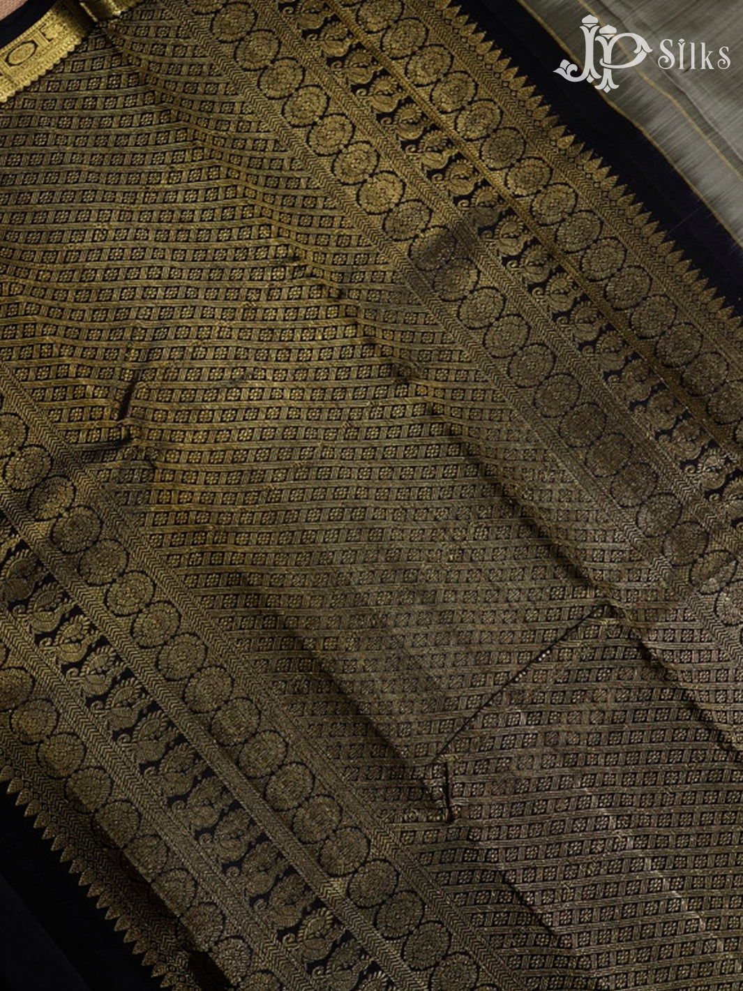 Grey & Black Kanchipuram Silk Saree - F3628-view6