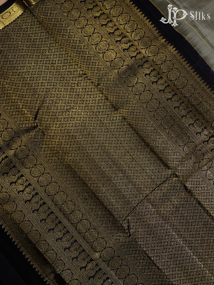 Grey & Black Kanchipuram Silk Saree - F3628-view6
