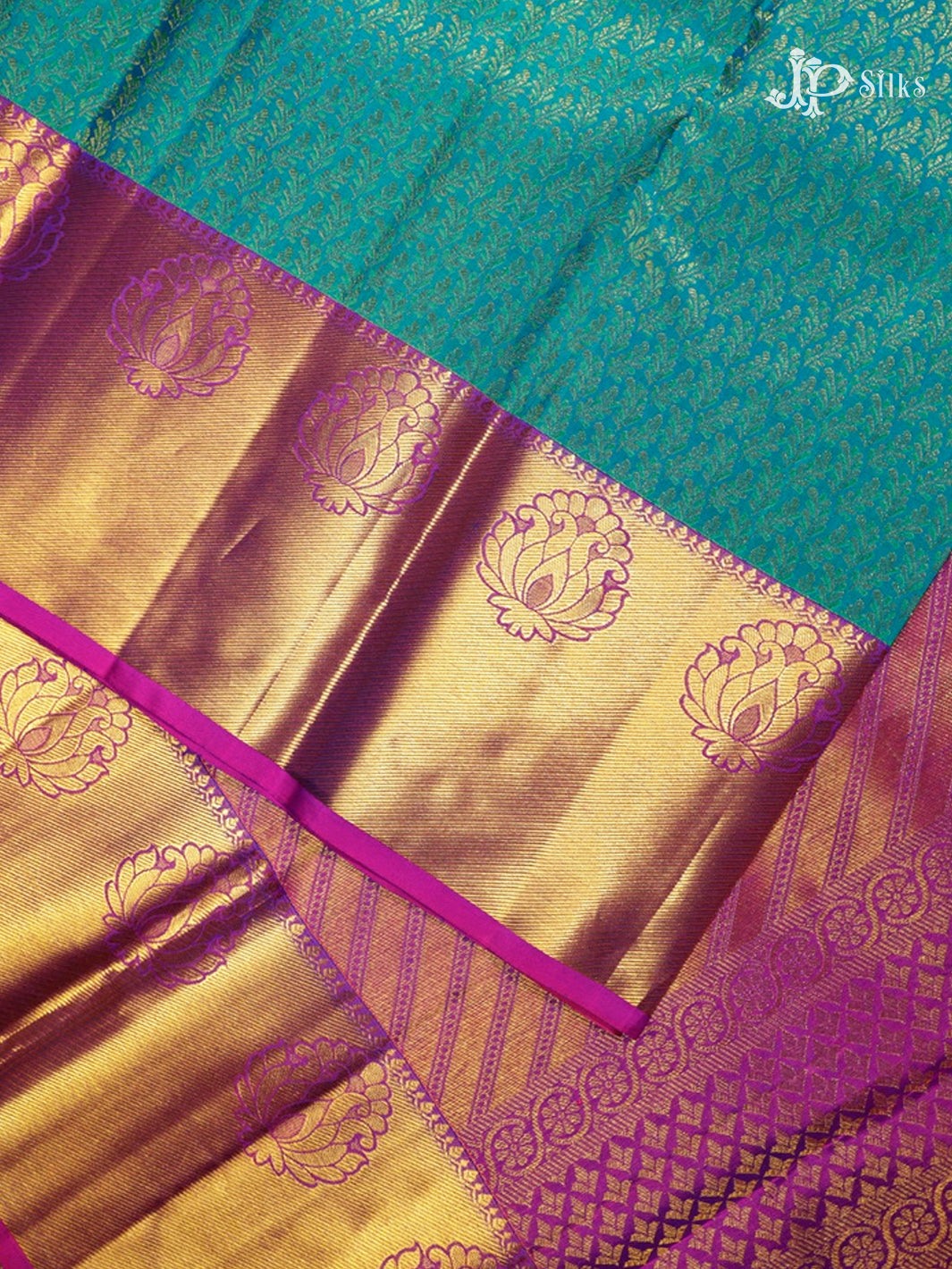 Peacock Green & Purple Kanchipuram Silk Saree - D7925-view2