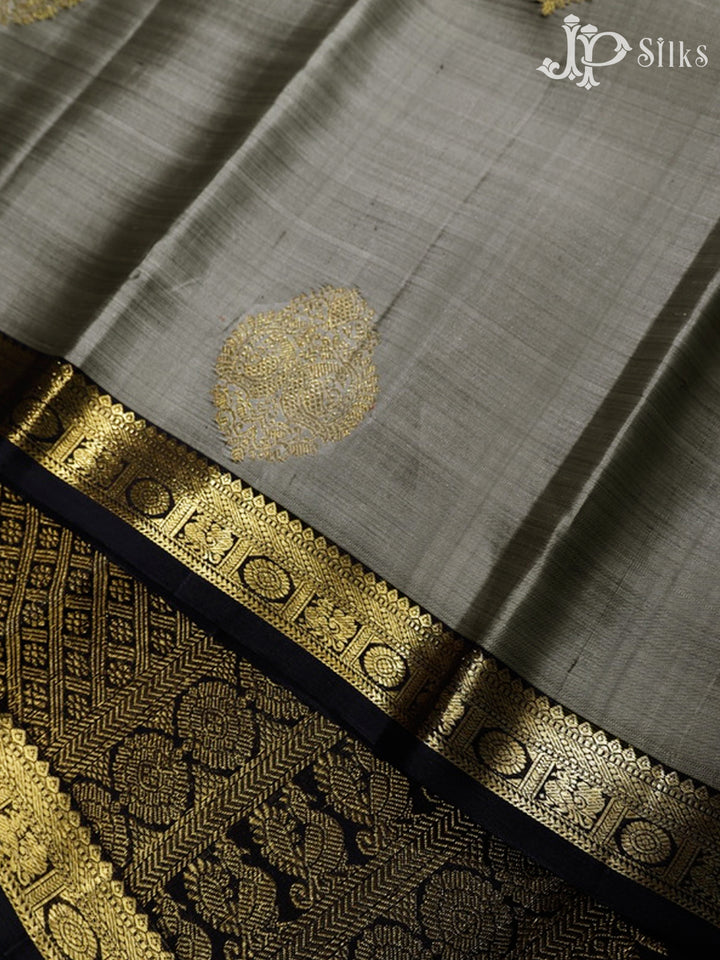 Grey & Black Kanchipuram Silk Saree - F3628-view3