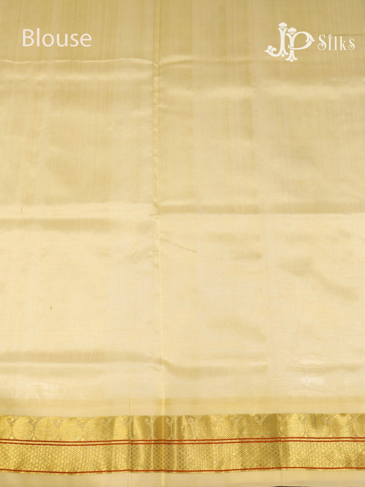 Bottle Green & Off-White  Silk Cotton Saree - F3648-view5