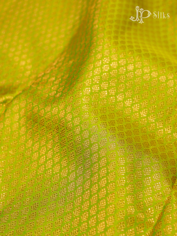 Leaf Green & Turquoise Blue Kanchipuram Silk Saree - E2482-view3