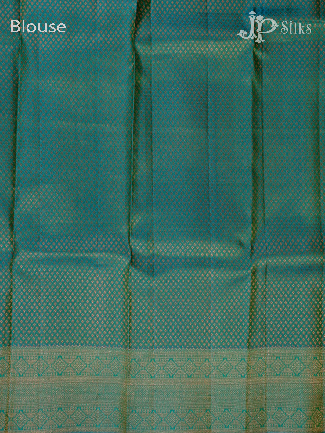 Leaf Green & Turquoise Blue Kanchipuram Silk Saree - E2482-view7
