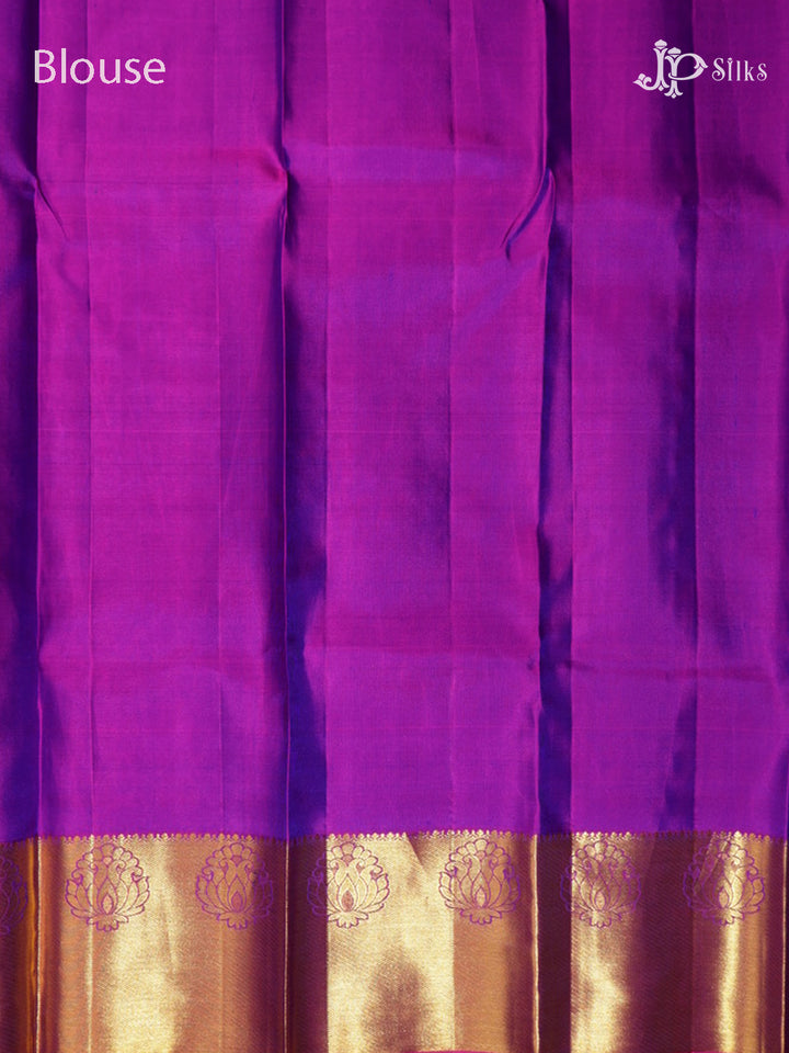Peacock Green & Purple Kanchipuram Silk Saree - D7925-view7