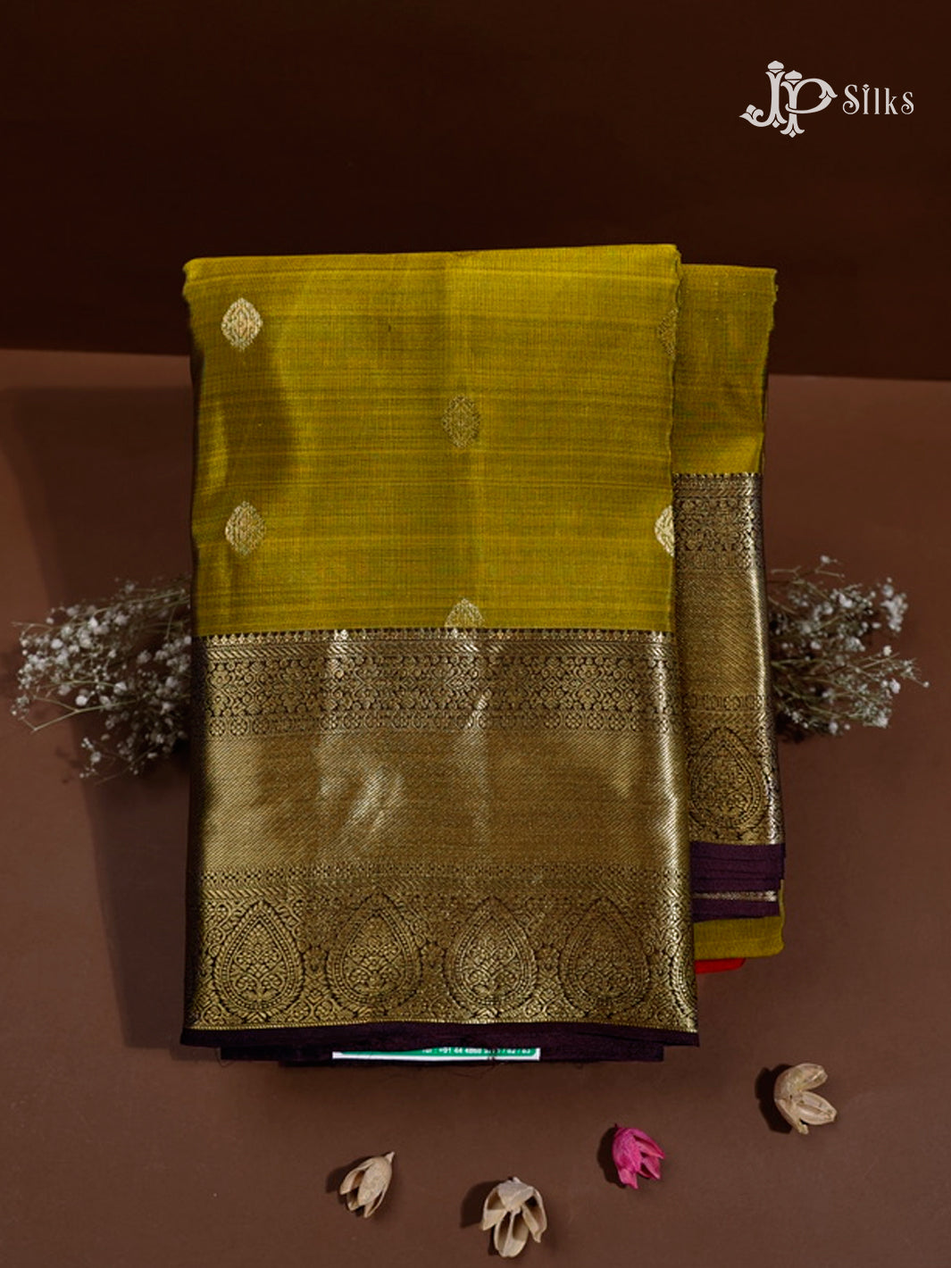 Olive Green & Coffee Brown Pure Silk Mix Saree - G818-view-1