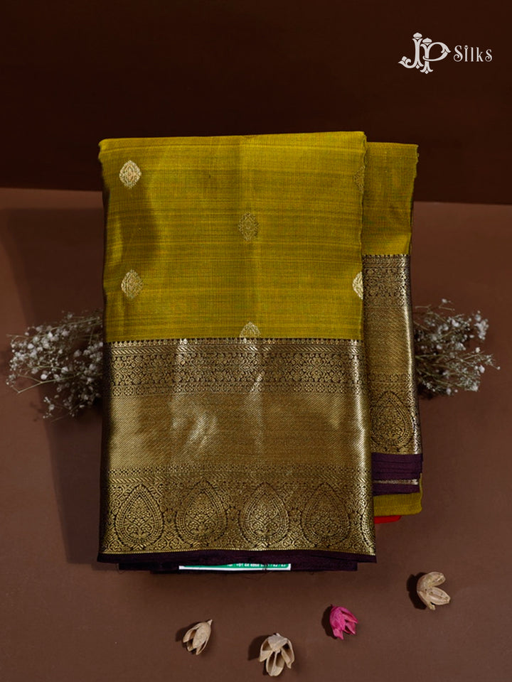 Olive Green & Coffee Brown Pure Silk Mix Saree - G818-view-1