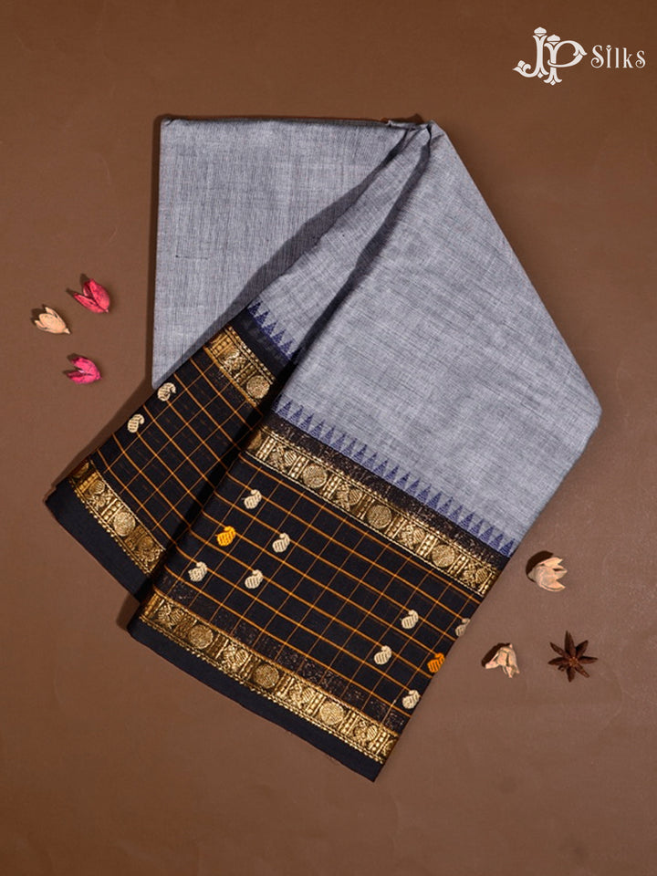 Grey Theni Cotton Saree- view1