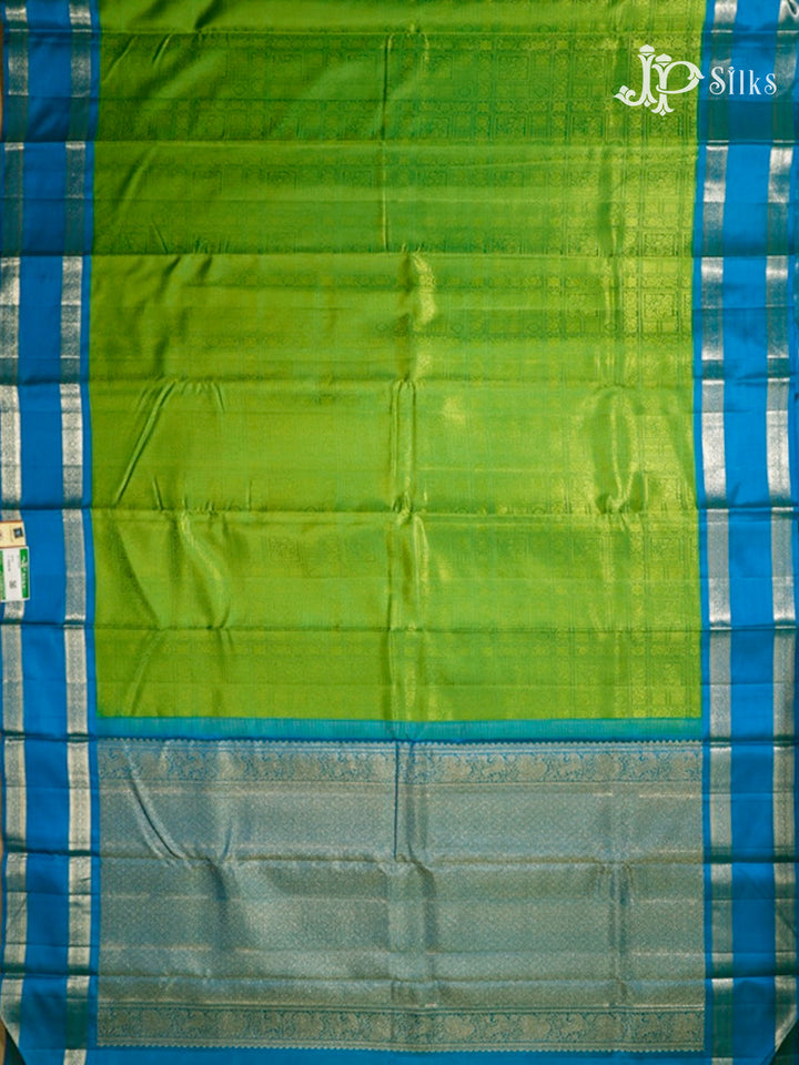 Parrot Green & Blue Kanchipuram Silk Saree - D7251-view6