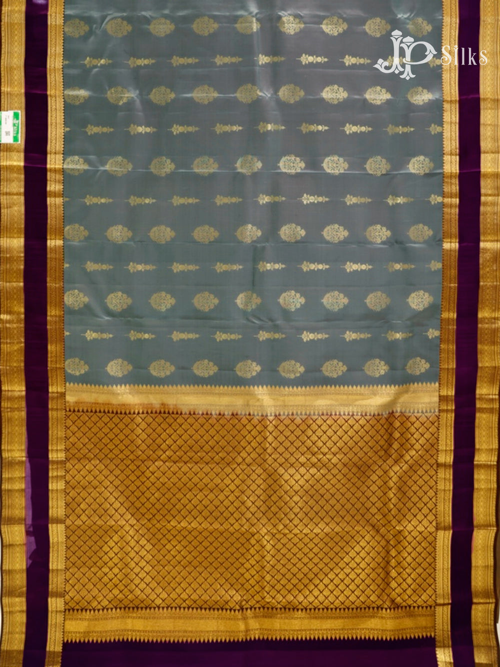 Grey & Coffee Brown Pure Silk Mix Saree - G837-view2
