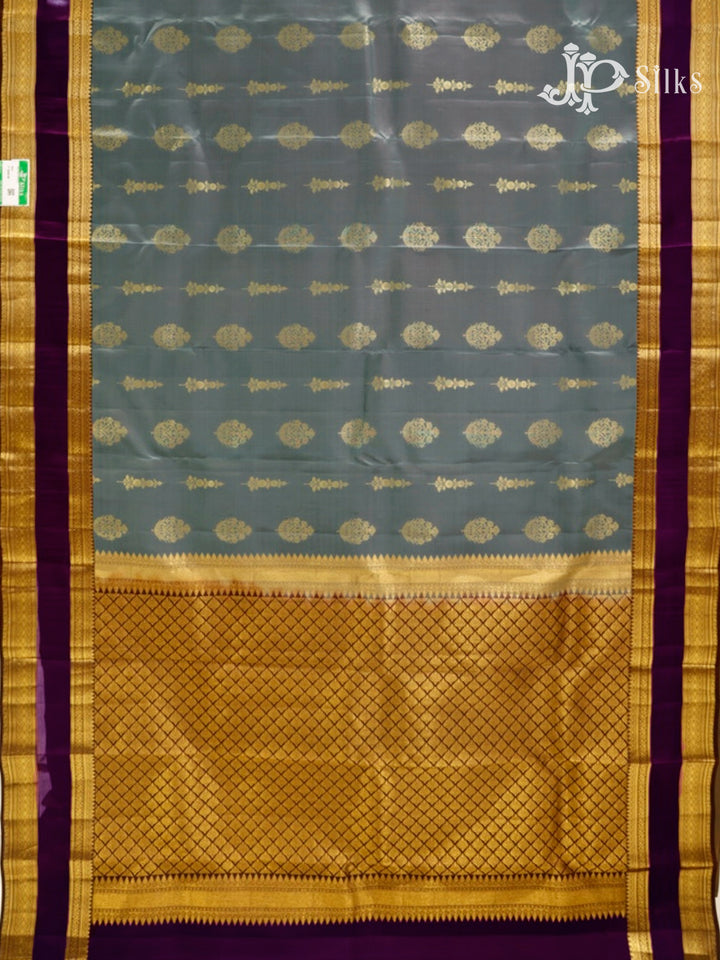 Grey & Coffee Brown Pure Silk Mix Saree - G837-view2