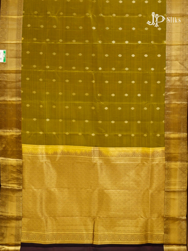 Olive Green & Coffee Brown Pure Silk Mix Saree - G818-view-3