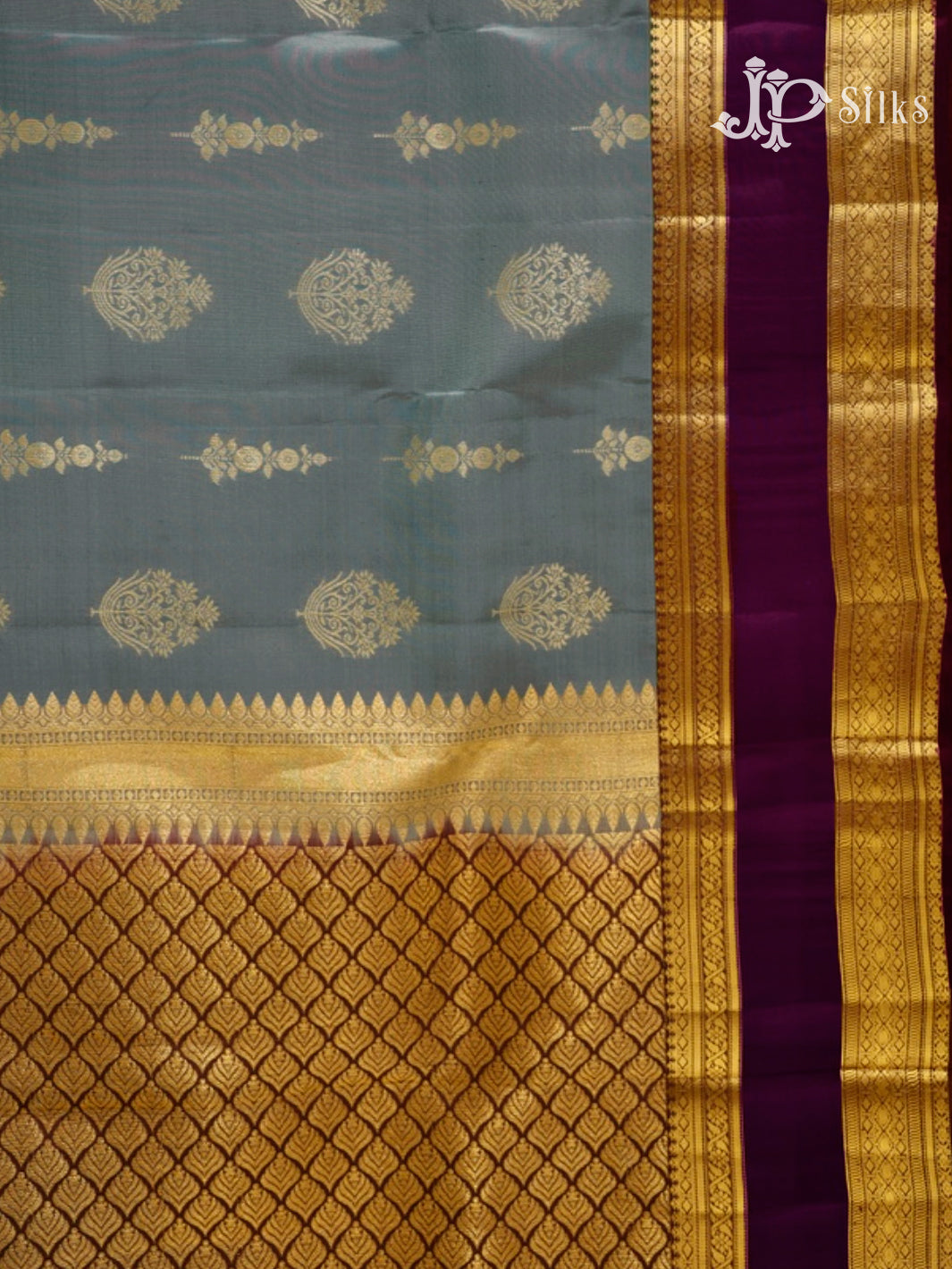 Grey & Coffee Brown Pure Silk Mix Saree - G837-view3