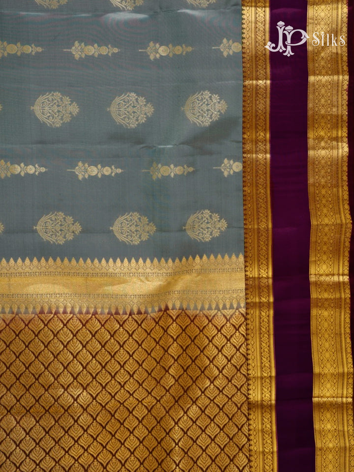 Grey & Coffee Brown Pure Silk Mix Saree - G837-view3