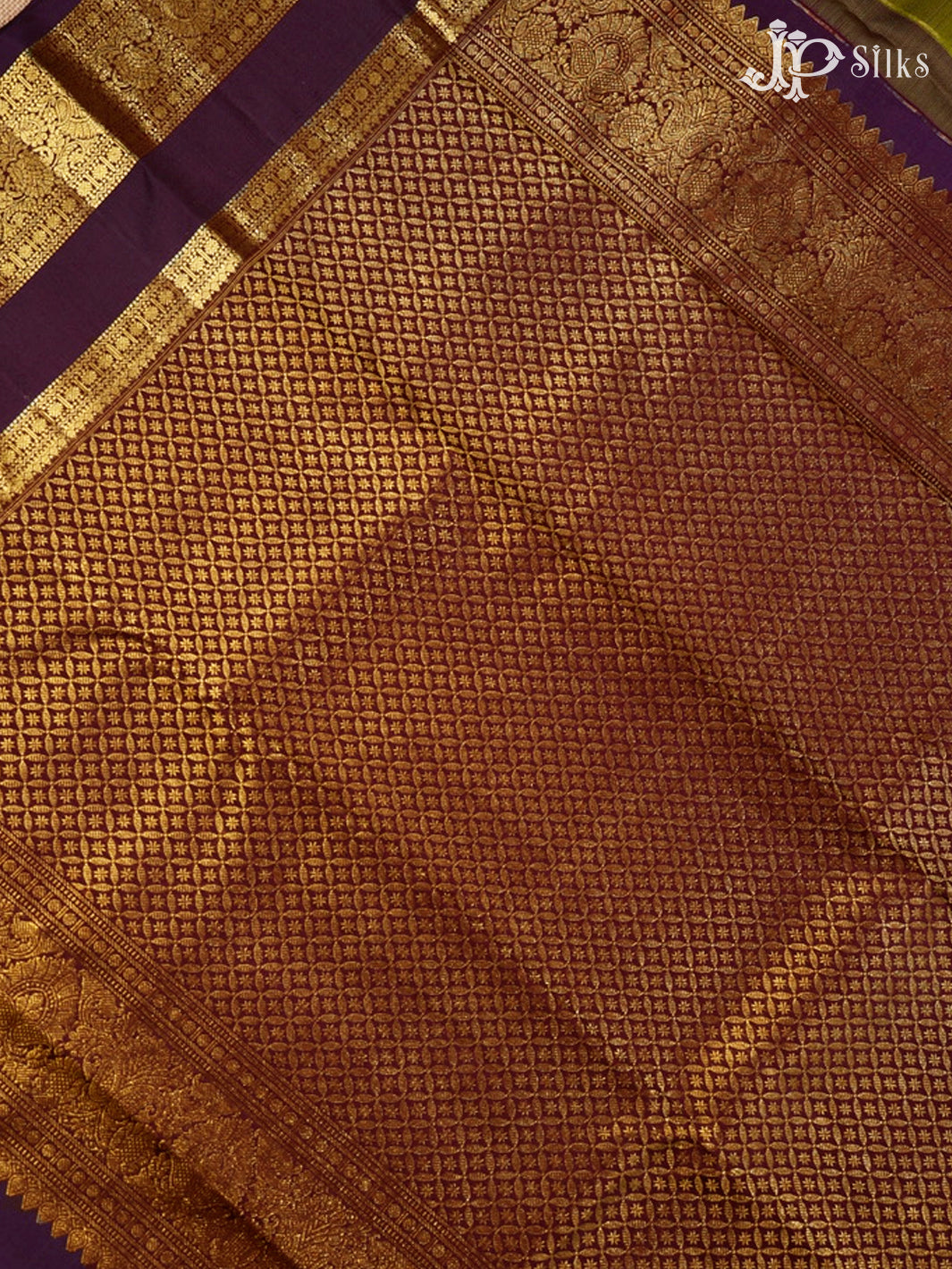 Dark Olive Green & Midnight Violet Kanchipuram Silk Saree - G838