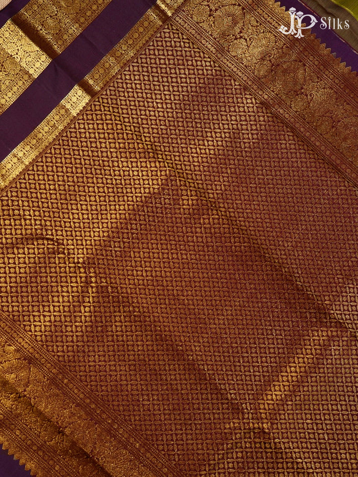 Dark Olive Green & Midnight Violet Kanchipuram Silk Saree - G838