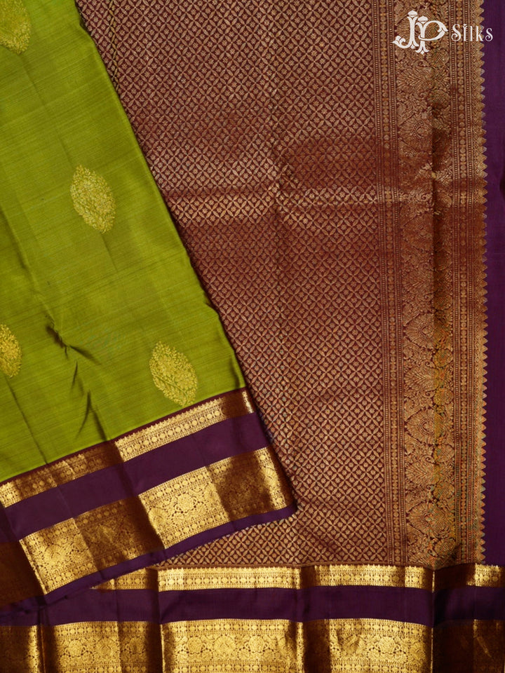 Dark Olive Green & Midnight Violet Kanchipuram Silk Saree - G838-view5
