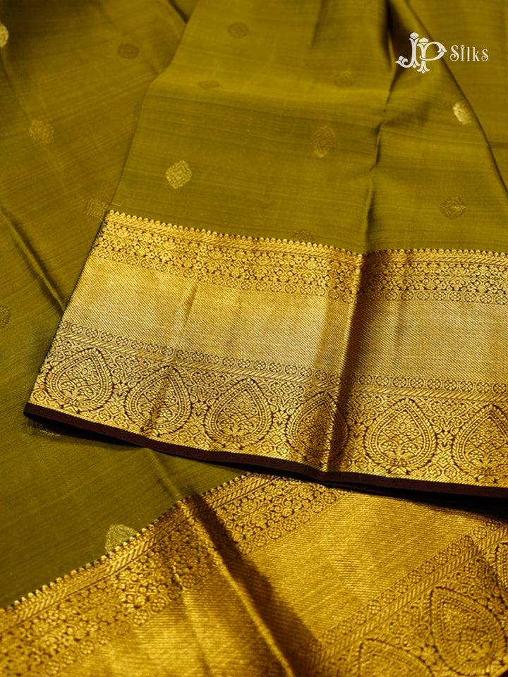 Olive Green & Coffee Brown Pure Silk Mix Saree - G818-view-2