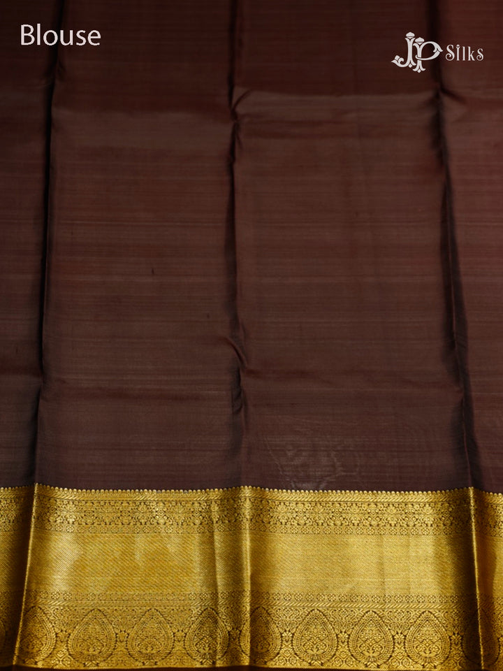 Olive Green & Coffee Brown Pure Silk Mix Saree - G818-view-5