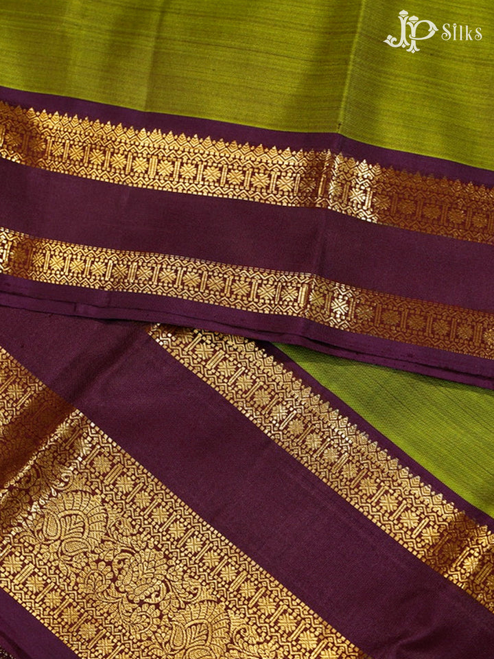 Dark Olive Green & Midnight Violet Kanchipuram Silk Saree - G838-view2